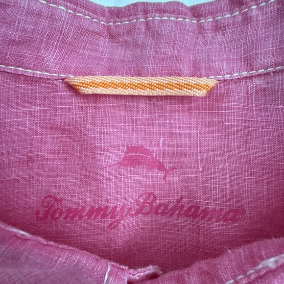 TOMMY BAHAMA Shirt Men's XL Pink Chambray 100% Linen Long Sleeve Breathable - Picture 5 of 11